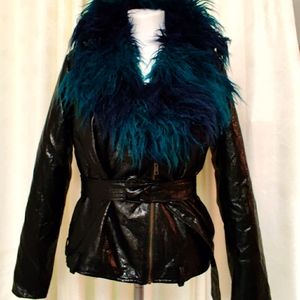 MINKPINK Leather dyed fur Jacket New with Tag Retail $1160